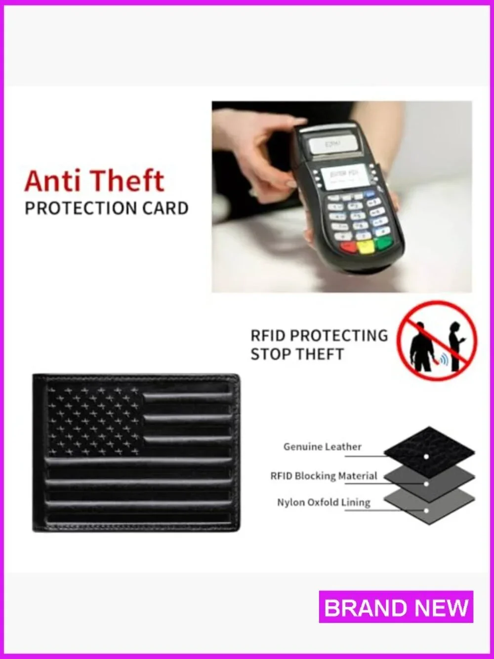 Genuine Leather RFID Blocking Bifold Wallet With ID Windows Classic Slim